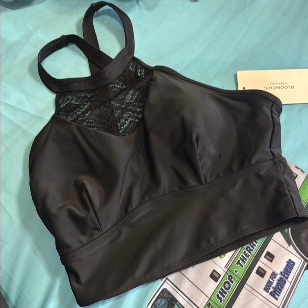 Black Lace Detail Bralette by Bloomchic